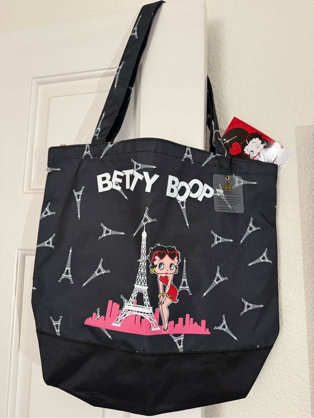 Betty Boop Black Paris Tote Bag with Mini Accessory Bag *NEW